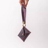 Eggplant Veg Tan Leather Wristlet