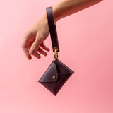 Eggplant Veg Tan Leather Wristlet Wallet Set