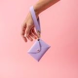 Lilac Purple Pebbled Leather Wristlet Wallet Set