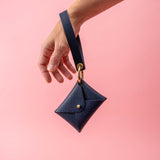 Midnight Blue Pebbled Leather Wristlet Wallet Set
