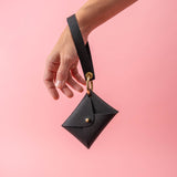 Onyx Black Pebbled Leather Wristlet Wallet Set