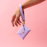 Lilac Purple Pebbled Leather Wristlet Wallet Set