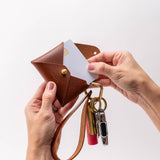 Chestnut Brown Veg Tan Leather Wristlet Wallet Set
