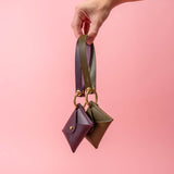 Olive Green Veg Tan Leather Wristlet Wallet Set