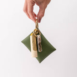 Moss Green Pebbled Leather Card Wallet