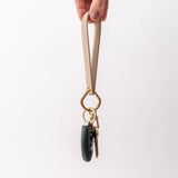 Cobblestone Beige Pebbled Leather Wristlet