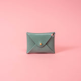 Aqua Satin Leather Card Wallet