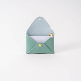 Aqua Satin Leather Card Wallet