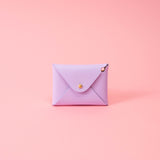 Lilac Purple Pebbled Leather Card Wallet