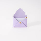 Lilac Purple Pebbled Leather Card Wallet