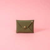 Moss Green Pebbled Leather Card Wallet
