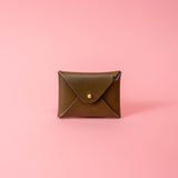 Olive Green Veg Tan Leather Card Wallet