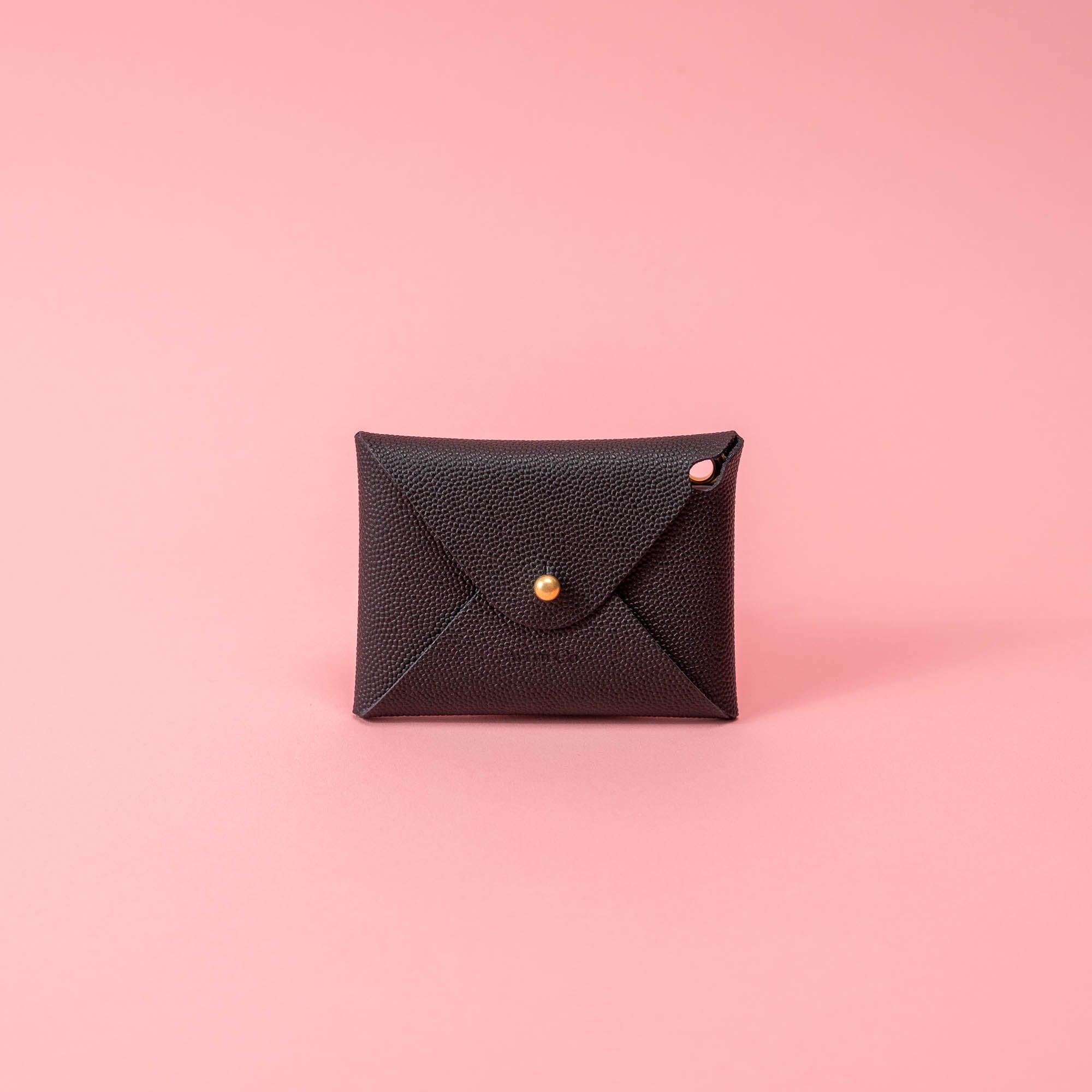 Onyx Black French Leather Card Wallet | Avryn Co. Without Keyring