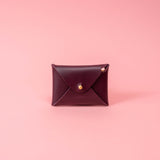 Eggplant Veg Tan Leather Card Wallet