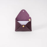 Eggplant Veg Tan Leather Card Wallet