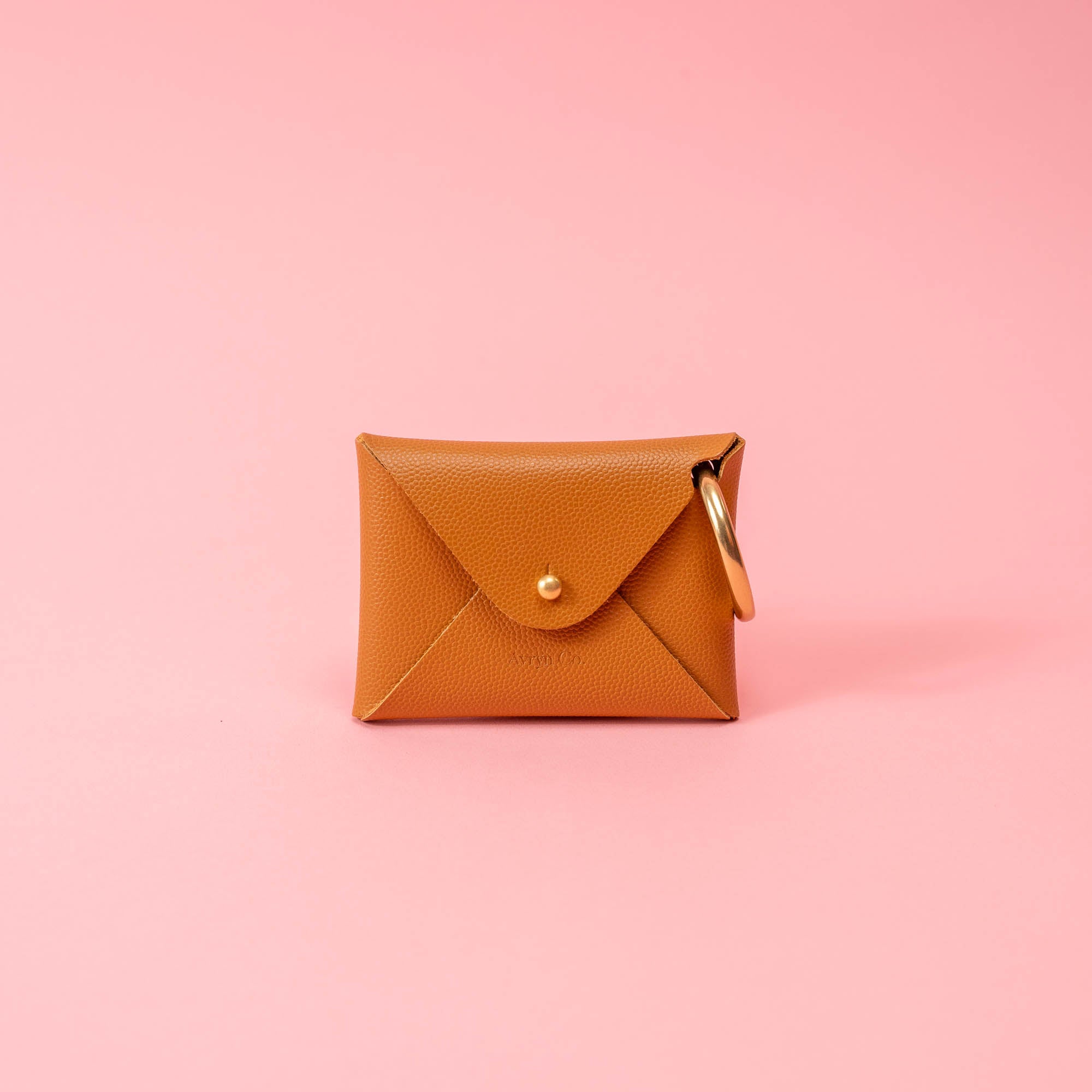 Sandy Tan Pebbled Leather Card Wallet