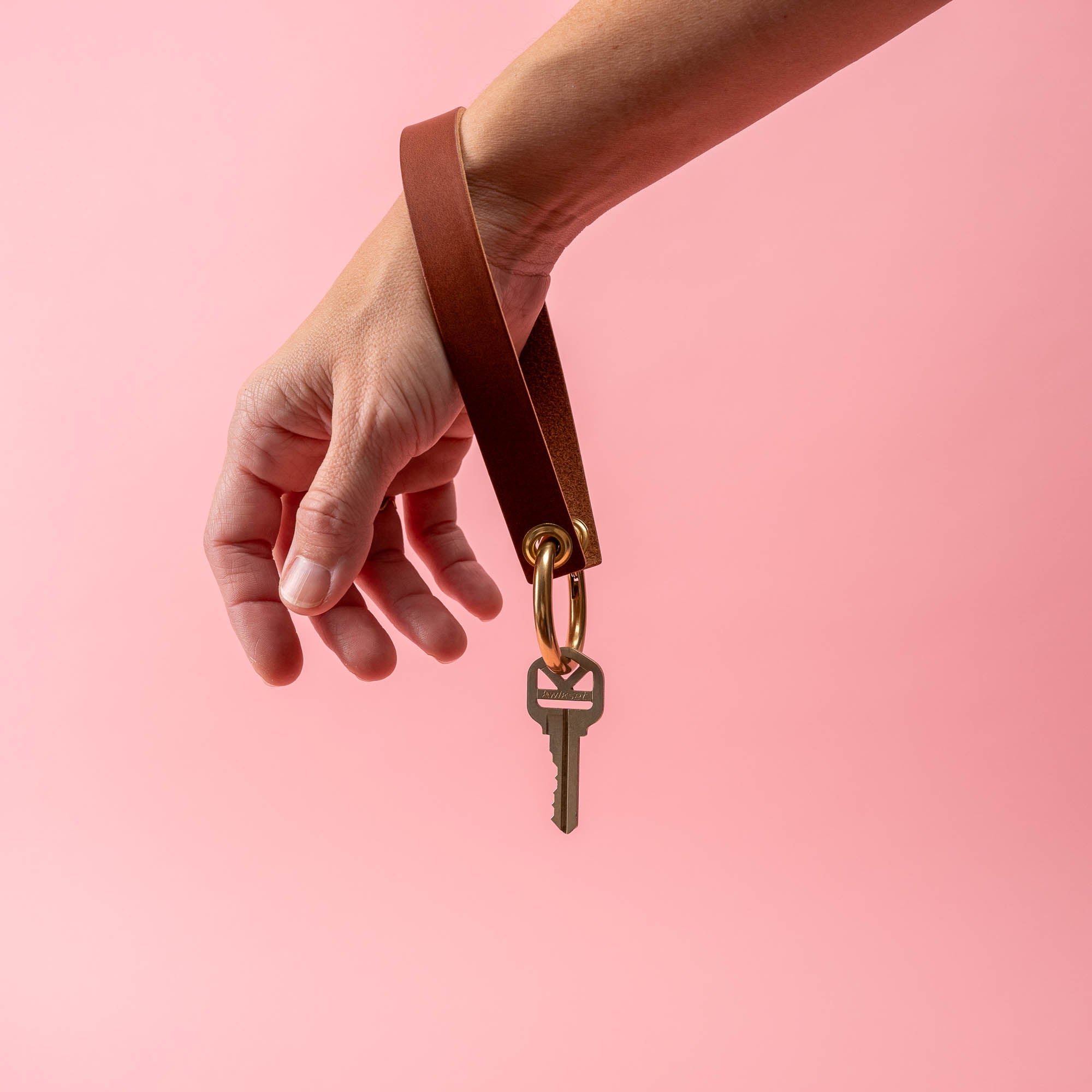 Leather Keychain Kit - Brown - Brass Hardware - Flat Key Ring