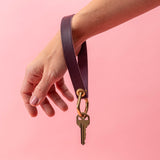 Eggplant Veg Tan Leather Wristlet