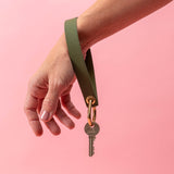 Moss Green Pebbled Leather Wristlet