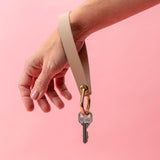 Cobblestone Beige Pebbled Leather Wristlet
