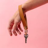 Sandy Tan Pebbled Leather Wristlet