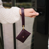 Purple Veg Tan Leather Wristlet Wallet Set