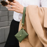 Moss Green Pebbled Leather Wristlet Wallet Set