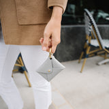 Feather Gray Pebbled Leather Card Wallet
