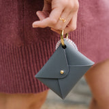 Mountain Gray Pebbled Leather Card Wallet