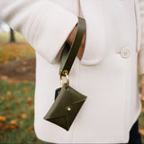 Olive Green Veg Tan Leather Wristlet Wallet Set