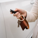 Chestnut Brown Veg Tan Leather Wristlet Wallet Set