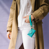 Tropical Teal Pebbled Leather Wristlet Wallet Set