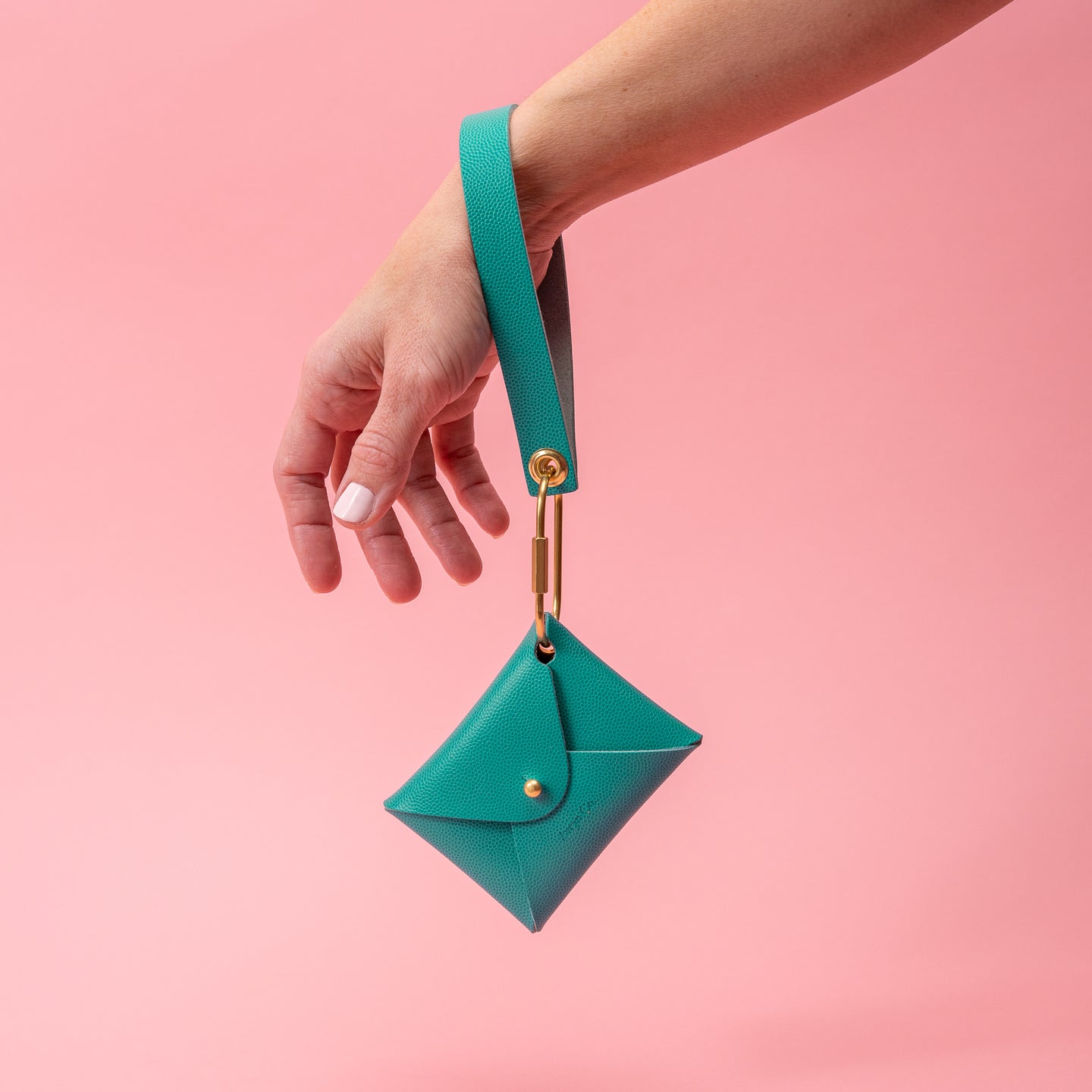 Teal Leather Card Wristlet and Wallet