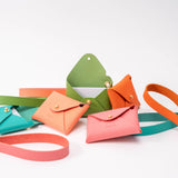 Clementine Orange Pebbled Leather Card Wallet