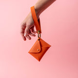 Clementine Orange Saffiano Leather Wristlet Wallet Set