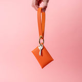 Clementine Orange Saffiano Leather Wristlet Wallet Set