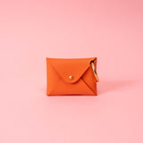Clementine Orange Saffiano Leather Card Wallet