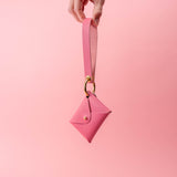 Flamingo Pink Saffiano Leather Wristlet Wallet Set