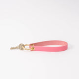 Flamingo Pink Saffiano Leather Wristlet