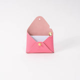 Flamingo Pink Saffiano Leather Card Wallet