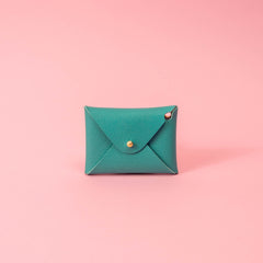 Tropical Teal Saffiano Leather Card Wallet