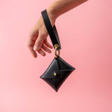 Black Veg Tan Leather Wristlet Wallet Set