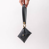 Black Veg Tan Leather Wristlet