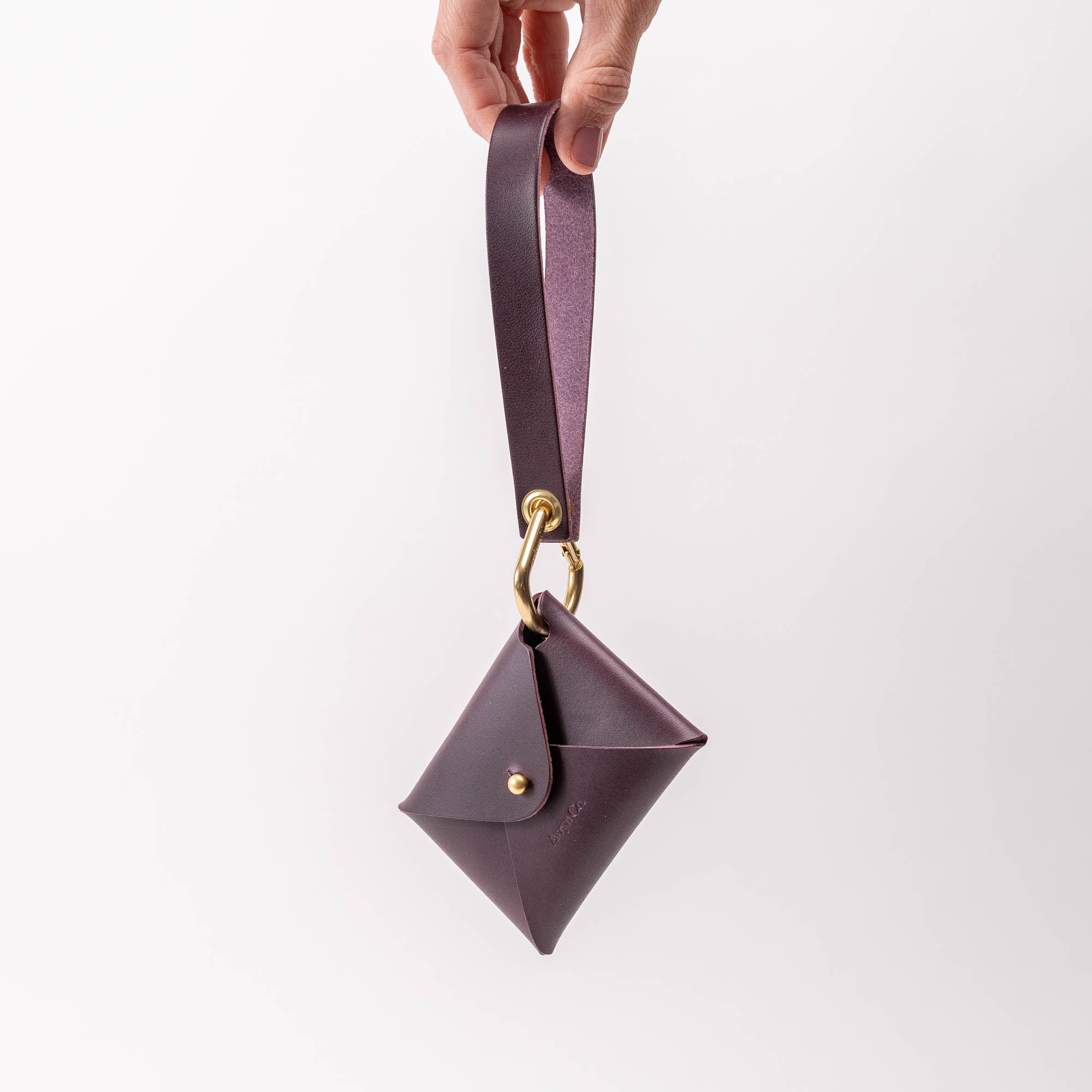 Handcrafted Italian Leather Wristlet in Eggplant | Avryn Co.