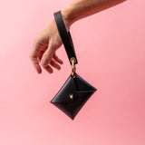 Black Veg Tan Leather Wristlet Wallet Set