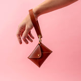 Chestnut Brown Veg Tan Leather Wristlet Wallet Set
