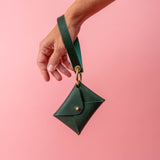 Emerald Green Hatch Leather Card Wallet