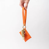 Clementine Orange Pebbled Leather Wristlet Wallet Set