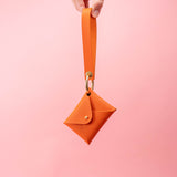 Clementine Orange Pebbled Leather Wristlet Wallet Set