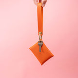 Clementine Orange Pebbled Leather Wristlet Wallet Set